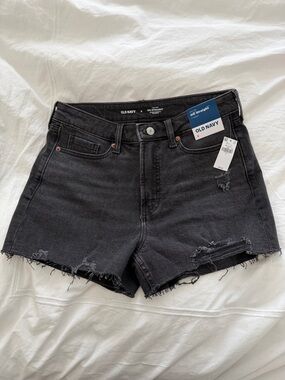 Old Navy Black High-Rise Distressed Denim Shorts